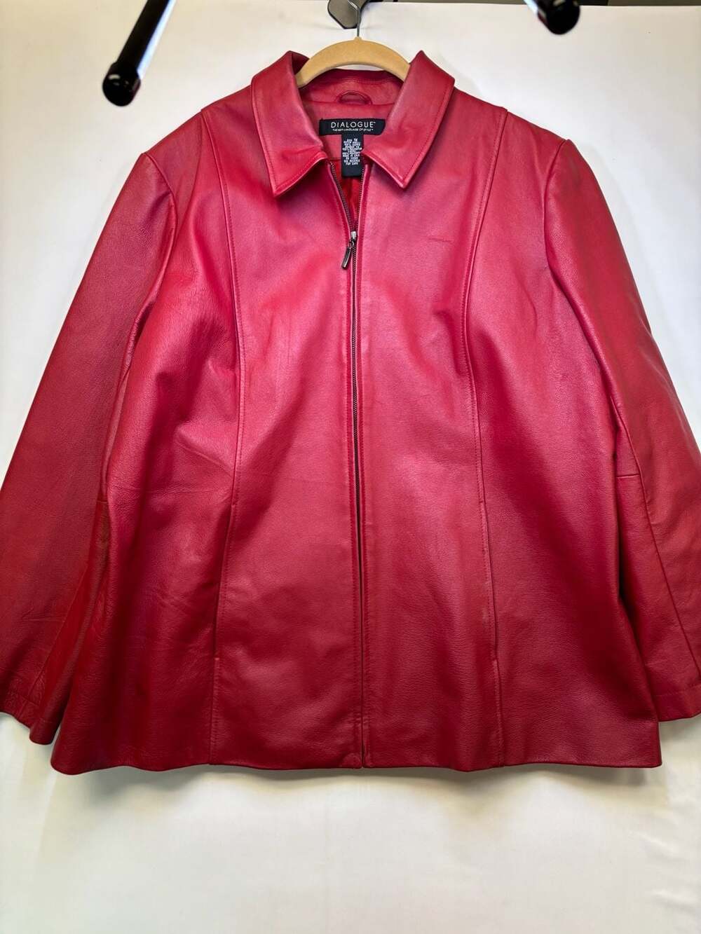 Dialogue Red Nappa Leather Jacket Coat Size 1X